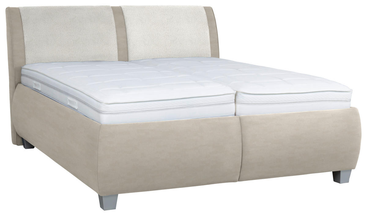 POLSTERBETT 180/200 cm  in Creme  - Weiss/Silberfarben, Design, Holzwerkstoff/Kunststoff (180/200cm) - Beldomo - Sleep