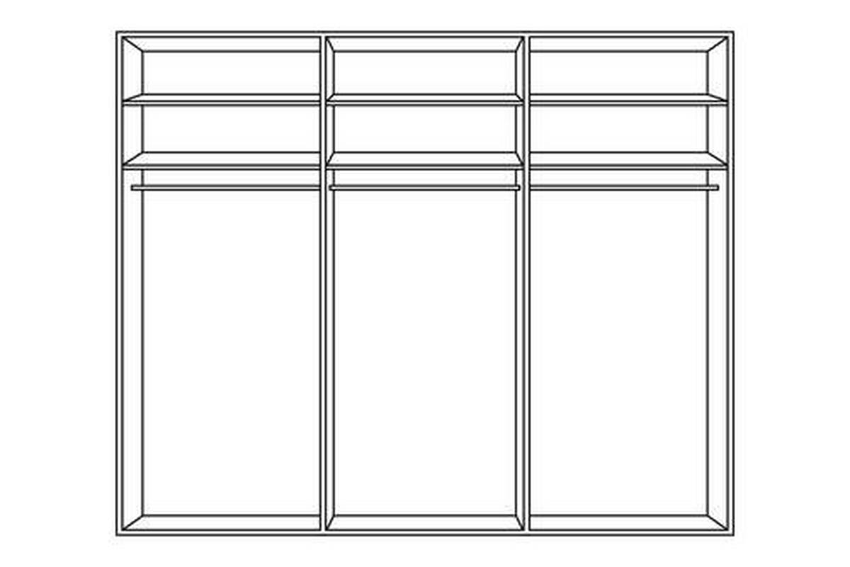 SCHWEBETÜRENSCHRANK 250/217/67 cm 3-türig Weiß, Eichefarben  - Eichefarben/Weiß, Design, Glas/Holz (250/217/67cm) - Linea Natura