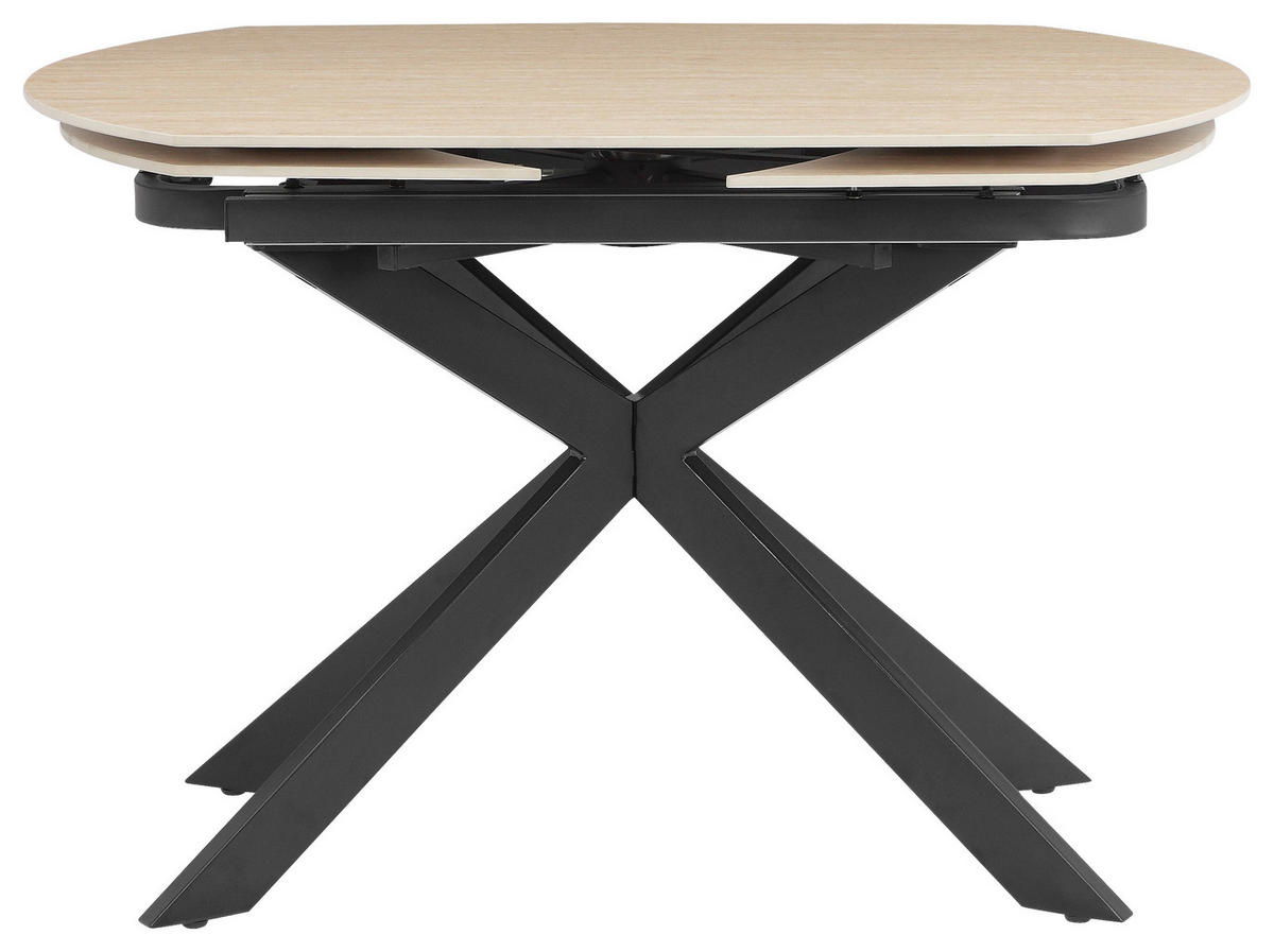 ESSTISCH 120-180/90/75.5-79 cm  Metall, Stein ausziehbar oval Schwarz, Beige  - Beige/Schwarz, MODERN, Stein/Metall (120-180/90/75.5-79cm) - P & B