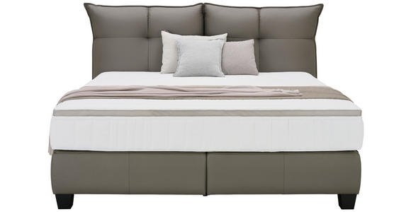 BOXSPRINGBETT 180/200 cm  in Grau  - Schwarz/Grau, Design, Leder/Holzwerkstoff (180/200cm) - Esposa