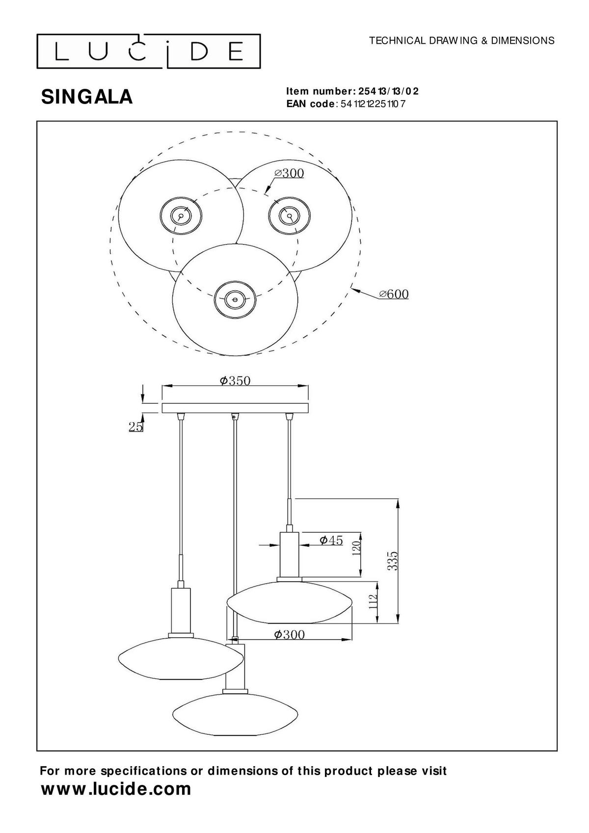 PENDELLEUCHTE 55/55/169 cm  - LIFESTYLE (55/55/169cm) - Lucide