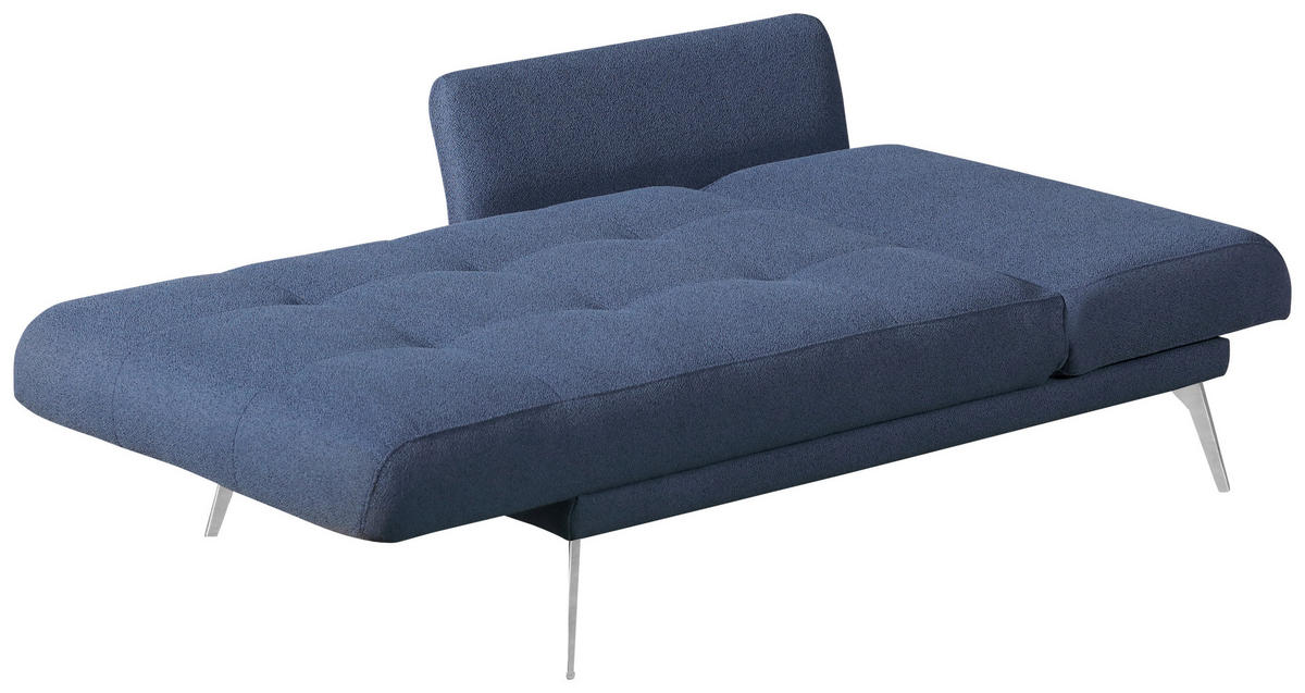 RÉCAMIERE Dunkelblau  - Chromfarben/Dunkelblau, Konventionell, Textil/Metall (200/85/106cm) - Novel