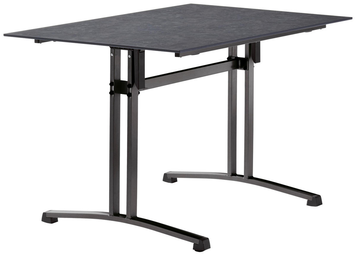 TABLE DE JARDIN PLIANTE 120/80/73 cm Metall, Holzwerkstoff rechteckig  - gris/couleur d'ardoise, Basics, métal/matériau de bois (120/80/73cm) - Sieger