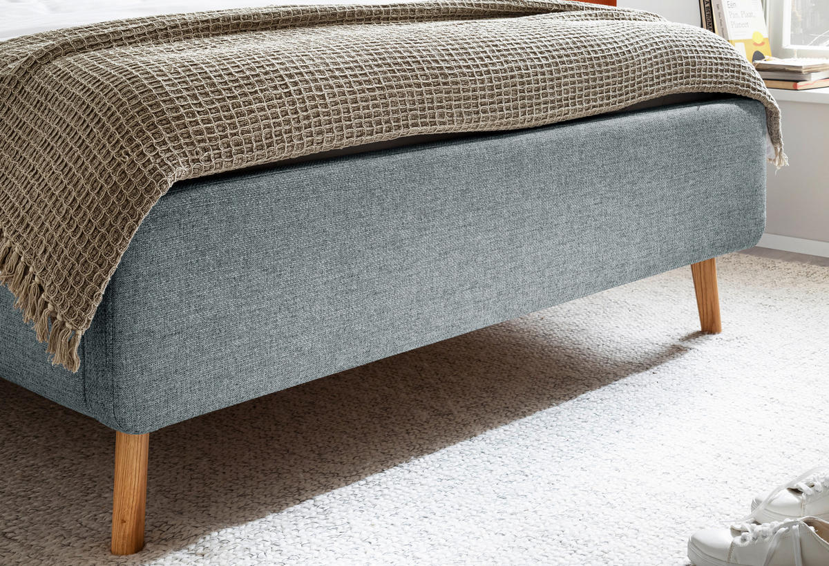 POLSTERBETT Lattenrost, Bettkasten Pastellblau 140/200 cm  - Pastellblau/Eichefarben, KONVENTIONELL, Holz/Textil (140/200cm) - Boxxx