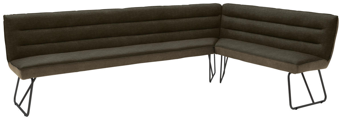 ECKBANK in Metall, Textil Braun, Schwarz, Dunkelbraun  - Dunkelbraun/Schwarz, Design, Textil/Metall (304/184cm) - Dieter Knoll
