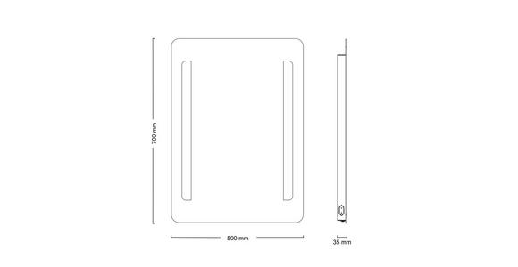 BADEZIMMERSPIEGEL 50/70/3,5 cm  - Silberfarben/Weiß, Basics, Glas/Kunststoff (50/70/3,5cm) - Xora