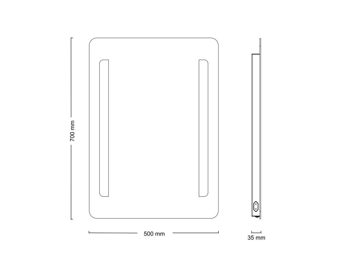 BADEZIMMERSPIEGEL 50/70/3,5 cm  - Silberfarben/Weiß, Basics, Glas/Kunststoff (50/70/3,5cm) - Xora