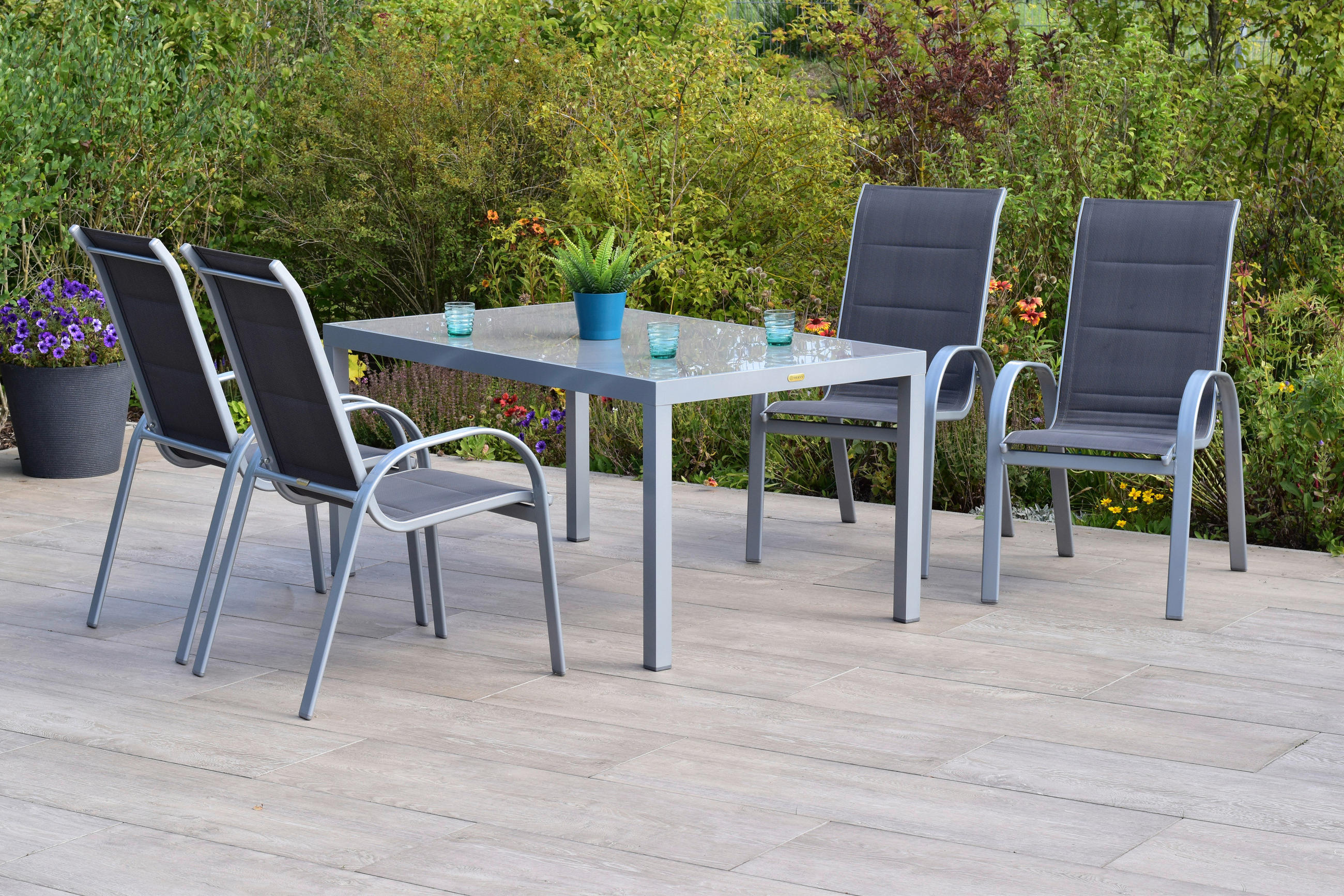 GARTENSET Aluminium  - Anthrazit/Silberfarben, MODERN, Textil/Metall - Gardenson