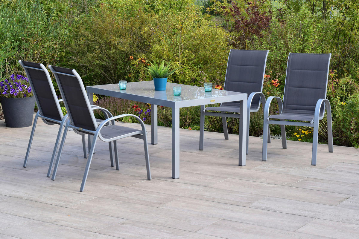 GARTENSET Aluminium  - Anthrazit/Silberfarben, MODERN, Textil/Metall - Gardenson