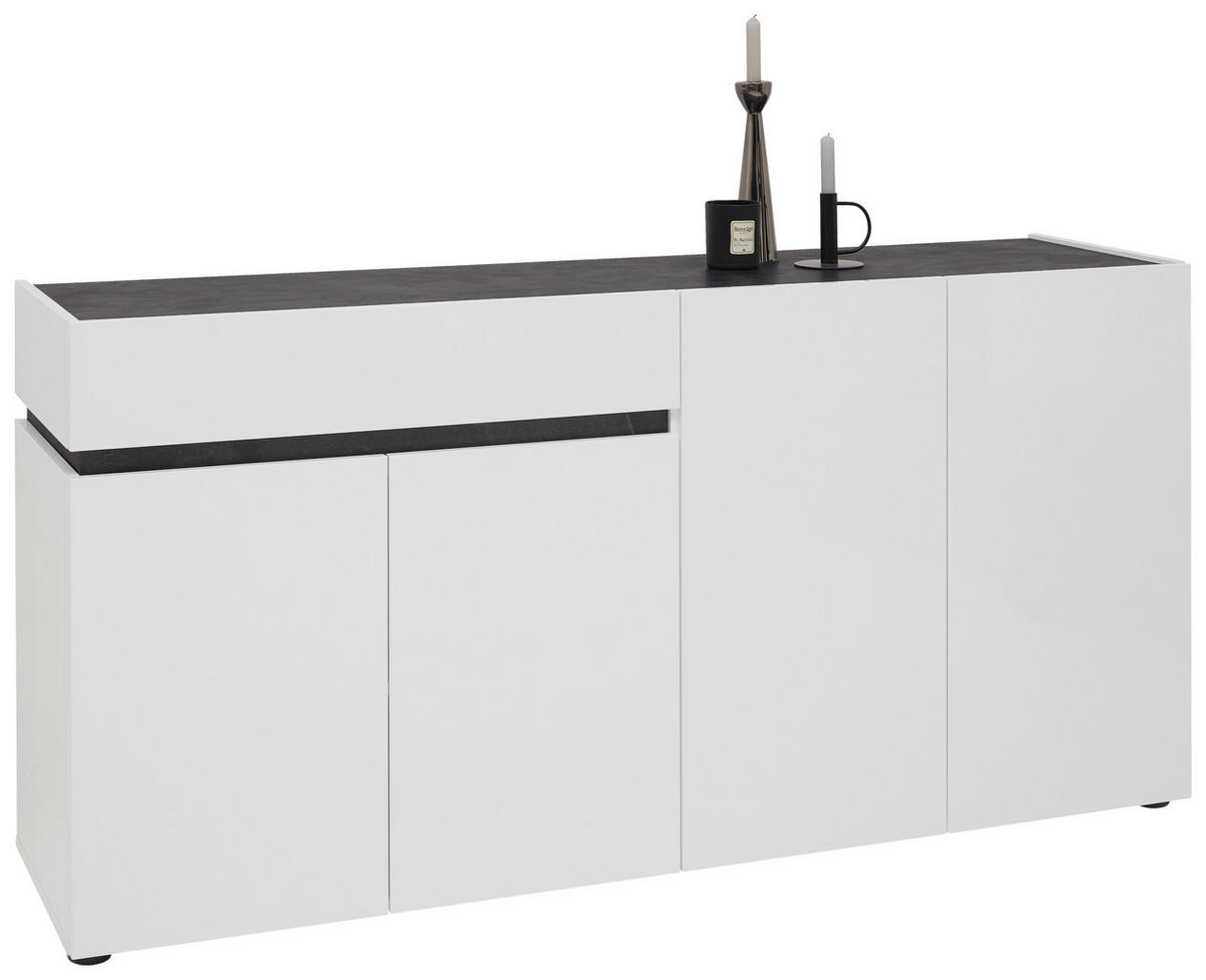 SIDEBOARD 160,2/80,1/42,6 cm  in Anthrazit, Weiß  - Anthrazit/Schwarz, Design, Holzwerkstoff/Kunststoff (160,2/80,1/42,6cm) - Voleo