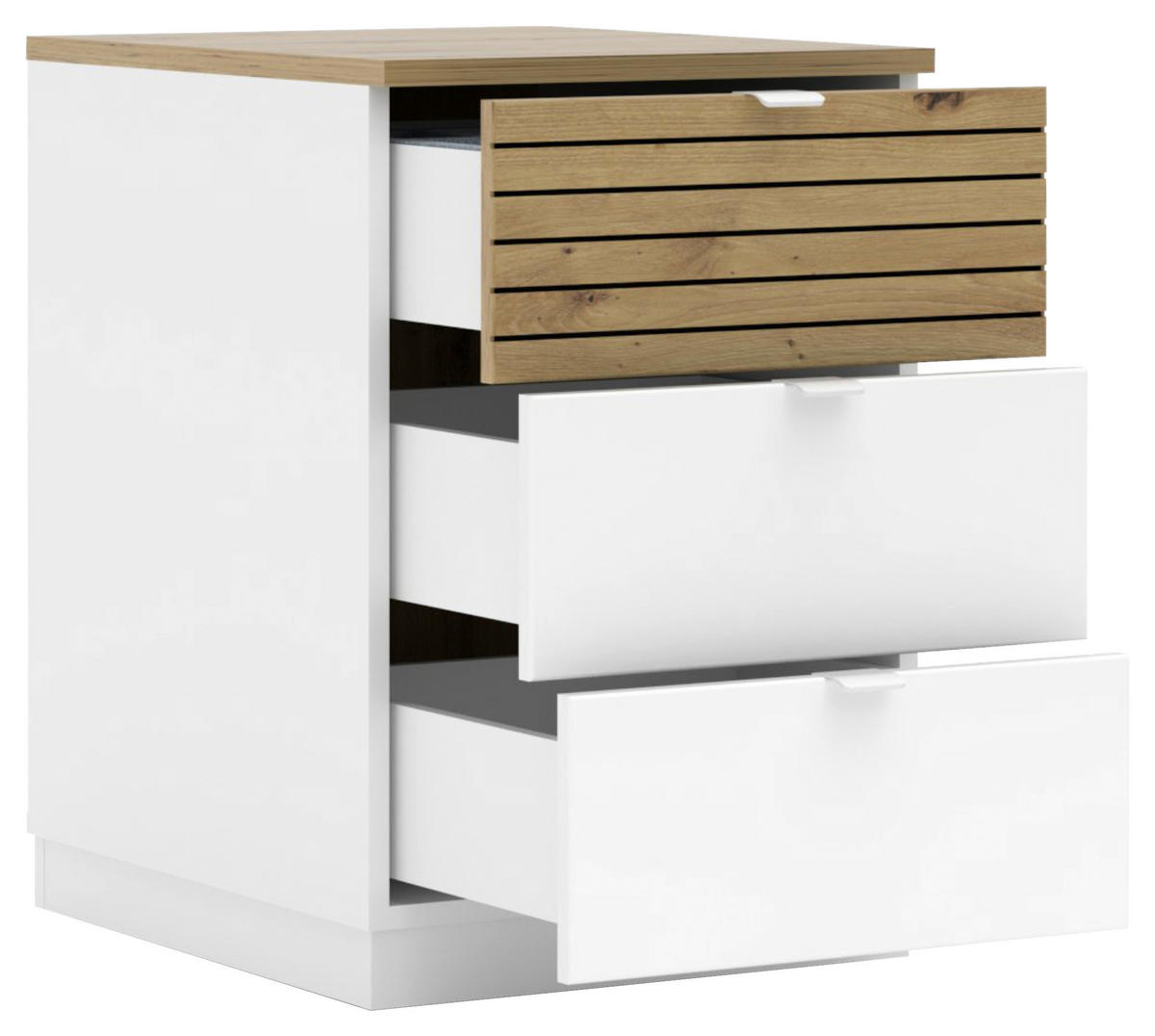 CONTAINER Weiß, Eiche Artisan  - Weiß/Eiche Artisan, KONVENTIONELL, Holzwerkstoff/Metall (45/66/55cm) - Voleo