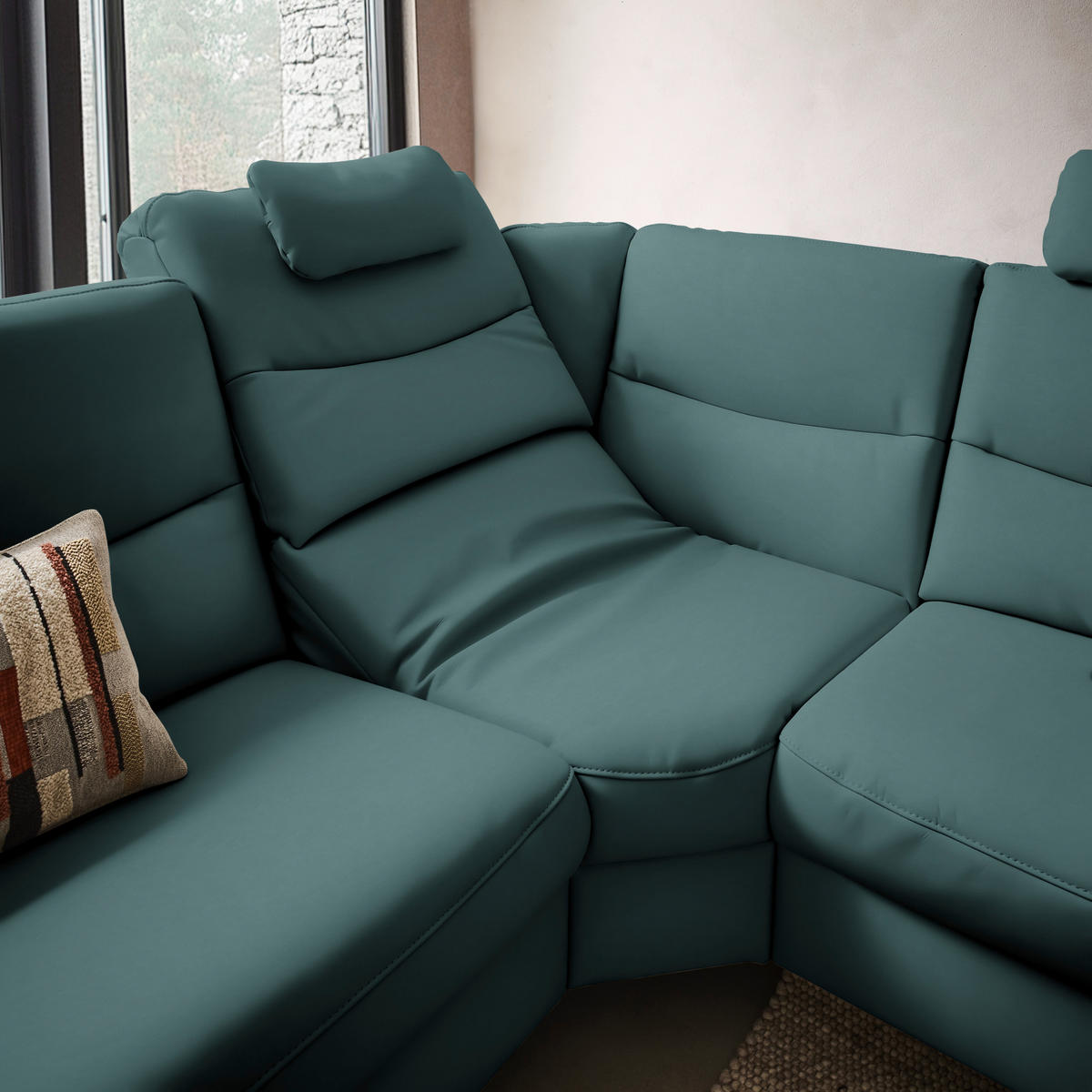 ECKSOFA Echtleder Opal  - Anthrazit/Opal, Design, Leder/Metall (280/249cm) - Himolla Komfortklass