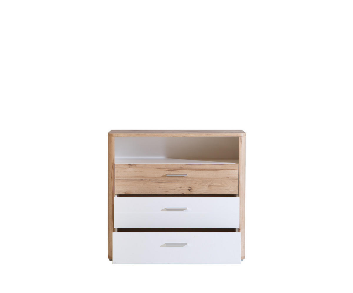 KOMMODE 100,4/92,7/41,3 cm  in Weiss, Eichefarben  - Weiss/Eichefarben, Konventionell, Holzwerkstoff/Kunststoff (100,4/92,7/41,3cm) - Xora