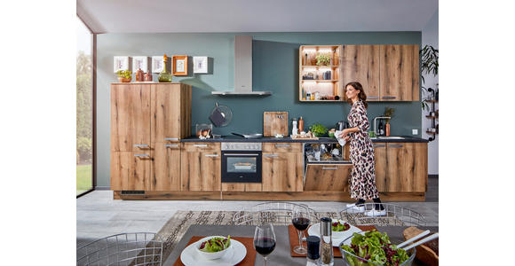 KÜCHENLEERBLOCK 465 cm   in Eichefarben  - Edelstahlfarben/Eichefarben, Design, Holzwerkstoff/Metall (465cm) - Xora