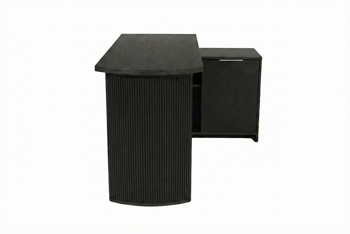 ECKSCHREIBTISCH 150/120/75 cm Schwarz, Eichefarben Kabeldurchlass, Stauraum, seitenverkehrt montierbar  - Eichefarben/Silberfarben, Modern, Holzwerkstoff/Metall (150/120/75cm) - MID.YOU