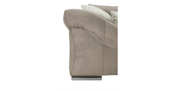 ECKSOFA Naturfarben, Taupe Cord  - Taupe/Chromfarben, KONVENTIONELL, Textil/Metall (335/225cm) - Carryhome