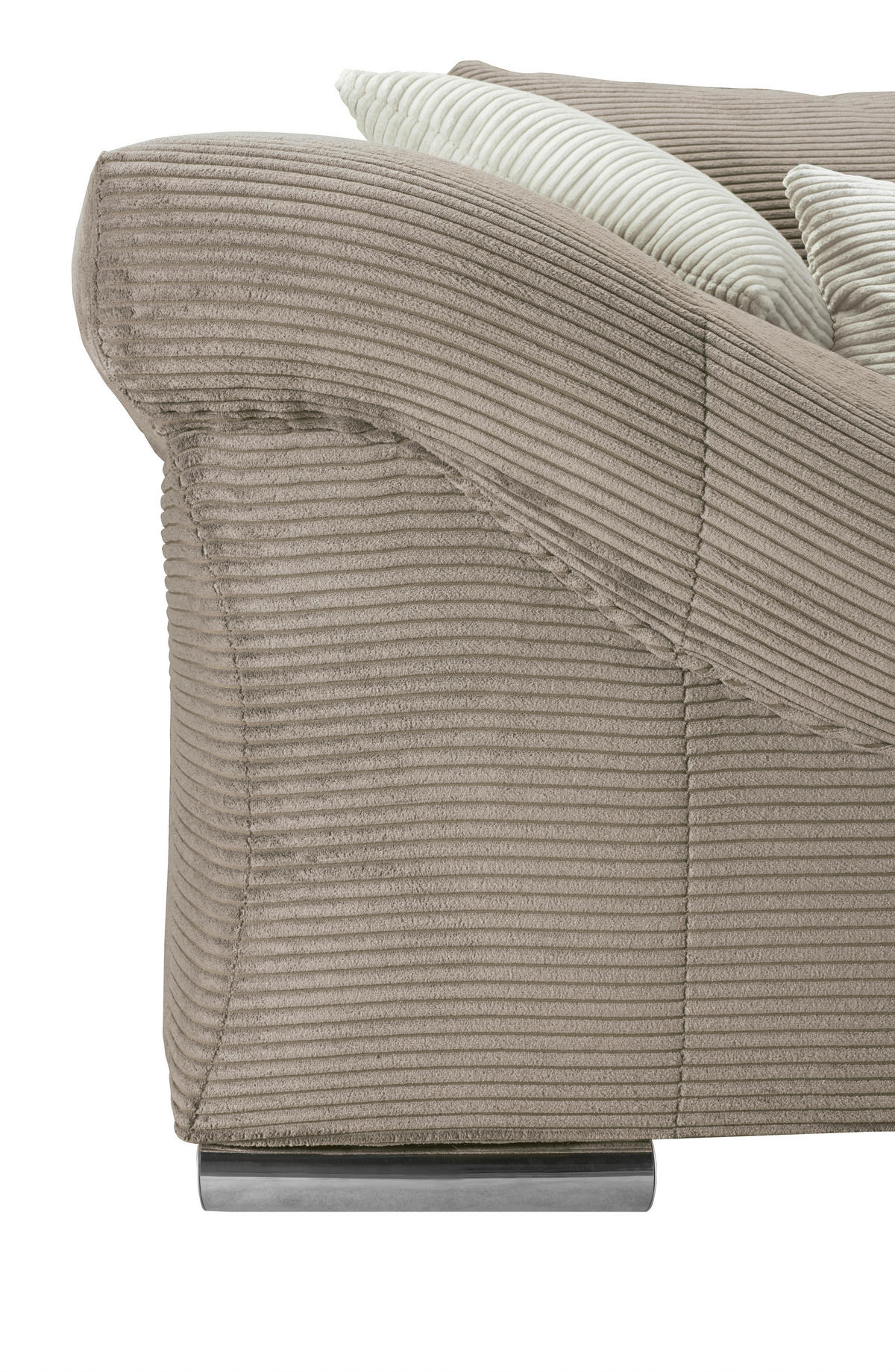 ECKSOFA Naturfarben, Taupe Cord  - Taupe/Chromfarben, KONVENTIONELL, Textil/Metall (335/225cm) - Carryhome