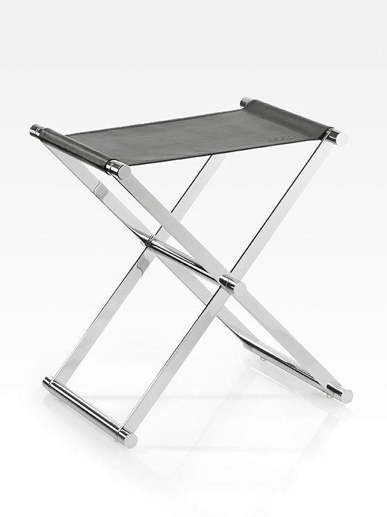 KLAPPHOCKER Lederlook Schwarz, Chromfarben  - Chromfarben/Schwarz, Design, Textil/Metall (34,5/45/45cm) - Joop!