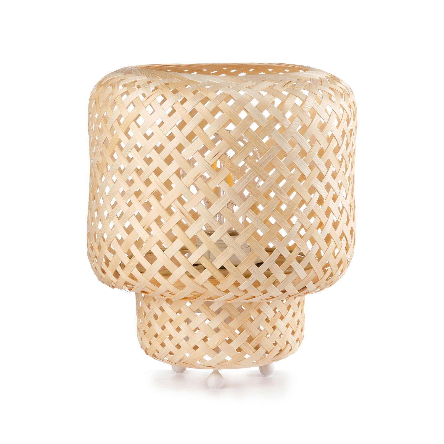 TISCHLEUCHTE BAMBOO 20/20/22 cm  - Buchefarben/Weiß, Natur, Holz/Kunststoff (20/20/22cm)