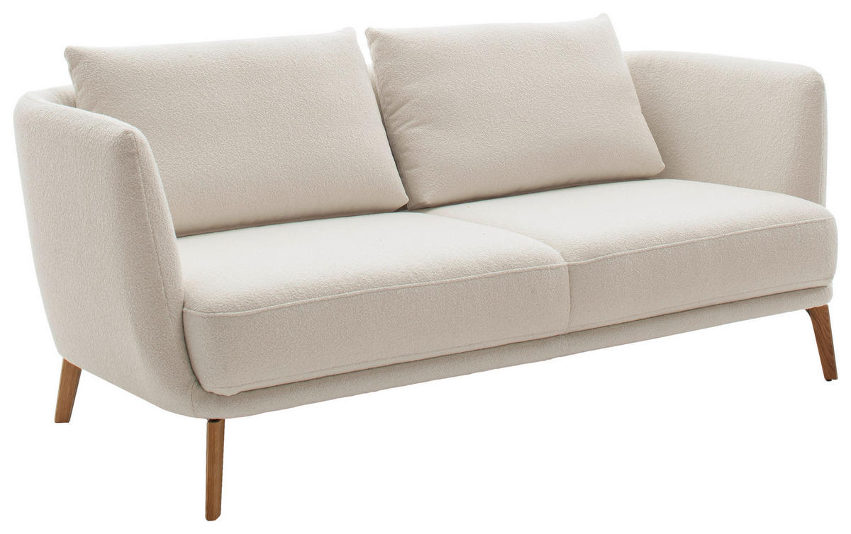 2,5-SITZER in Flachgewebe Weiß  - Eichefarben/Weiß, Design, Holz/Textil (190/71/91cm) - Schöner Wohnen