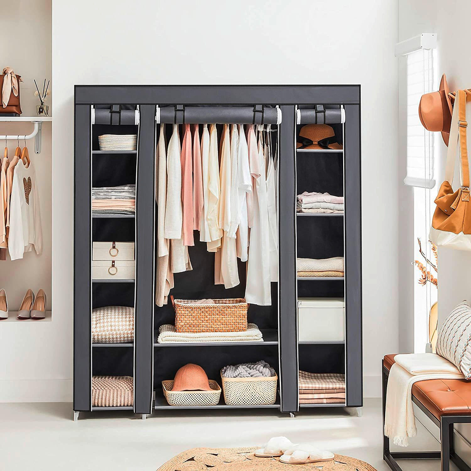 Stoffschrank grau 175cm hoch