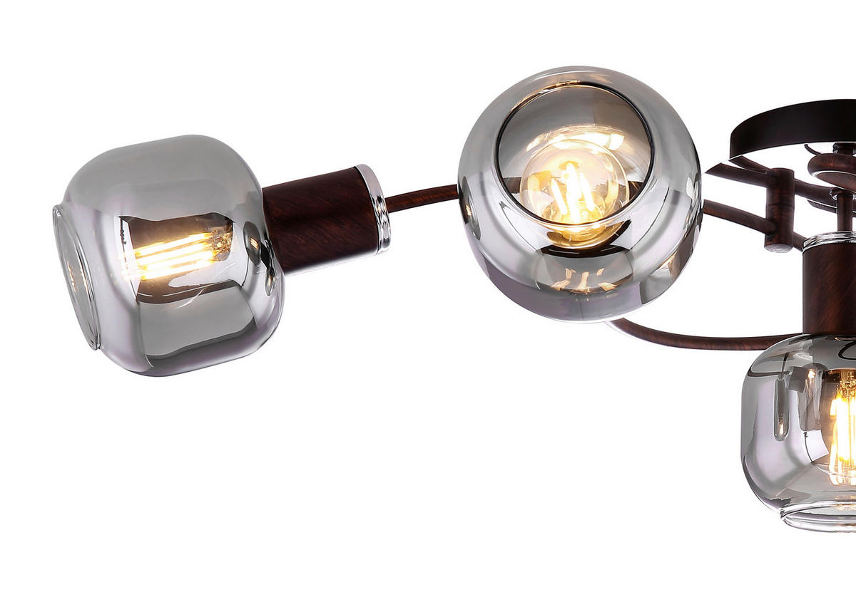 DECKENSTRAHLER 63/38/21 cm   - Bronzefarben, Design, Glas/Metall (63/38/21cm) - Globo