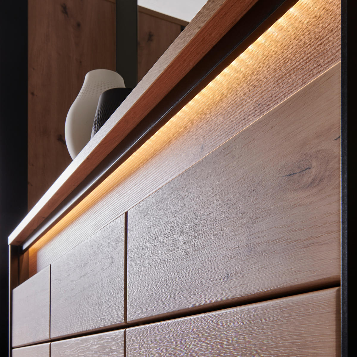 GARDEROBE 4-teilig  in 248/200/38 cm  - Schwarz/Eiche Artisan, KONVENTIONELL, Glas/Holzwerkstoff (248/200/38cm) - Voleo