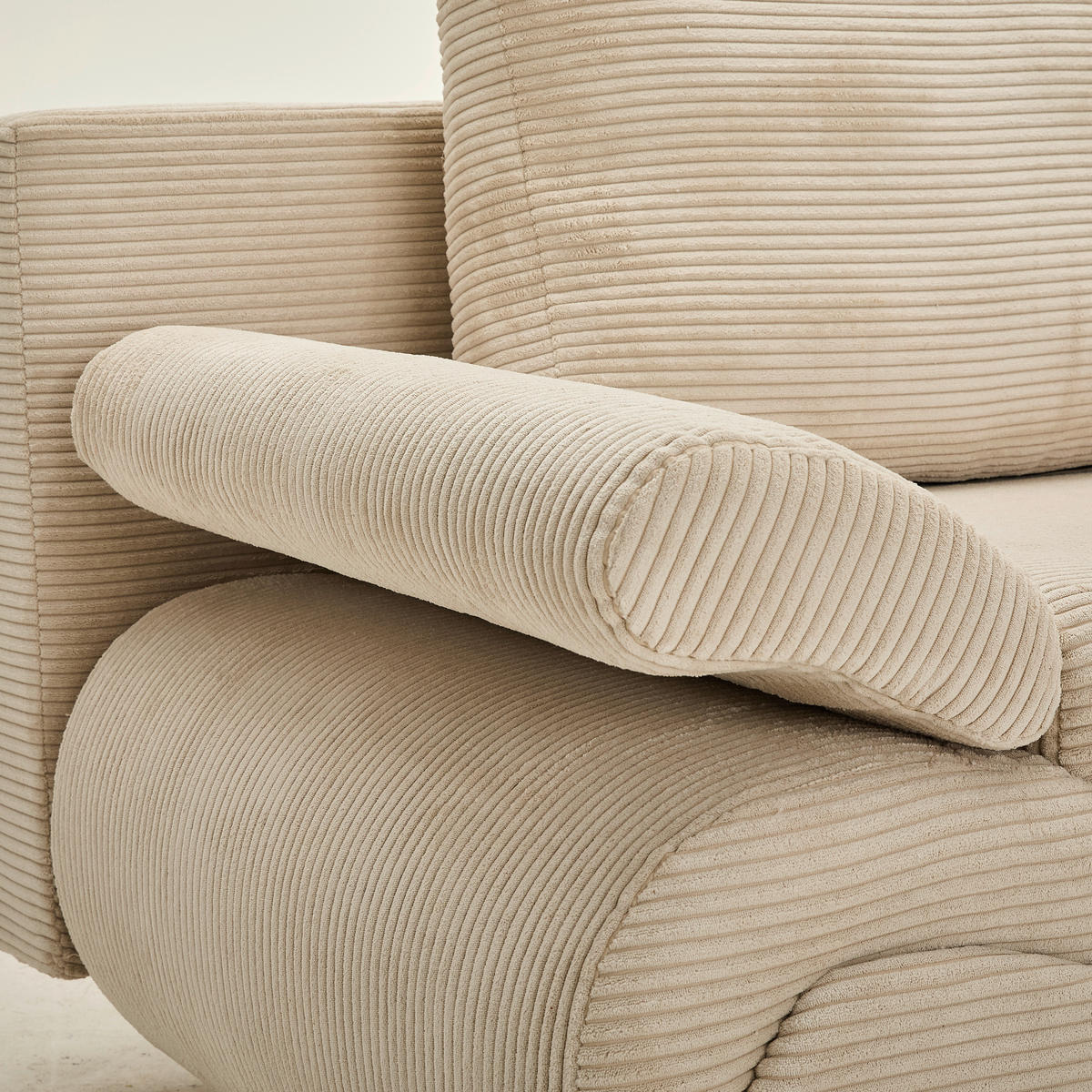 SCHLAFSOFA  mit Bettfunktion erhältlich Cord Hellgrau, Beige  - Chromfarben/Beige, Design, Textil/Metall (200/78/90cm) - Venda