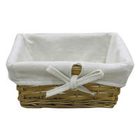KOŠ DO REGÁLU, přírodní barvy - bílá/přírodní barvy, Basics, dřevo/textil (25/25/10cm) - Ambia Home