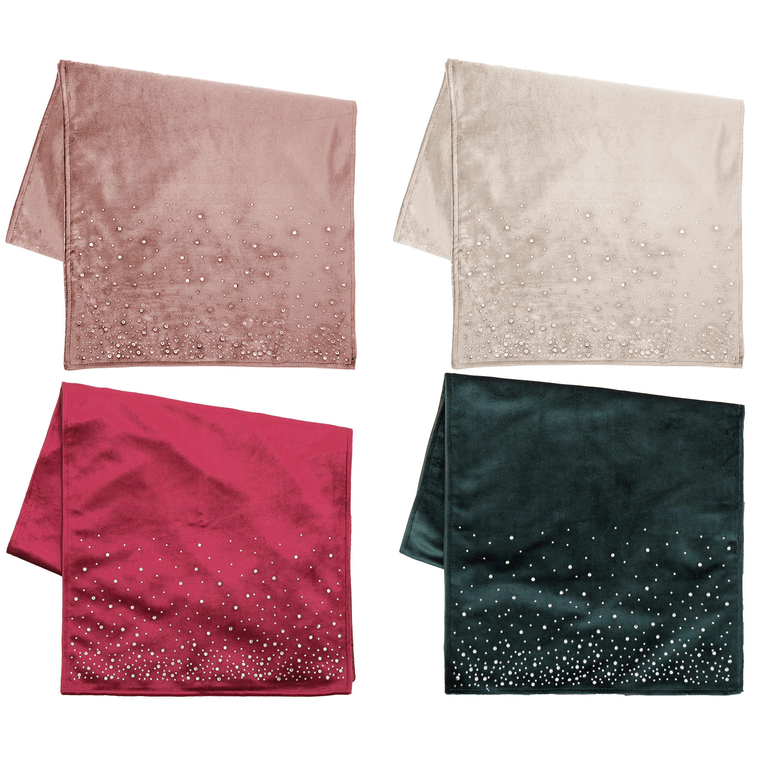 TISCHLÄUFER Textil Samt Grün, Rosa, Rot, Beige 40/140 cm  - Beige/Rot, LIFESTYLE, Textil (40/140cm) - X-Mas