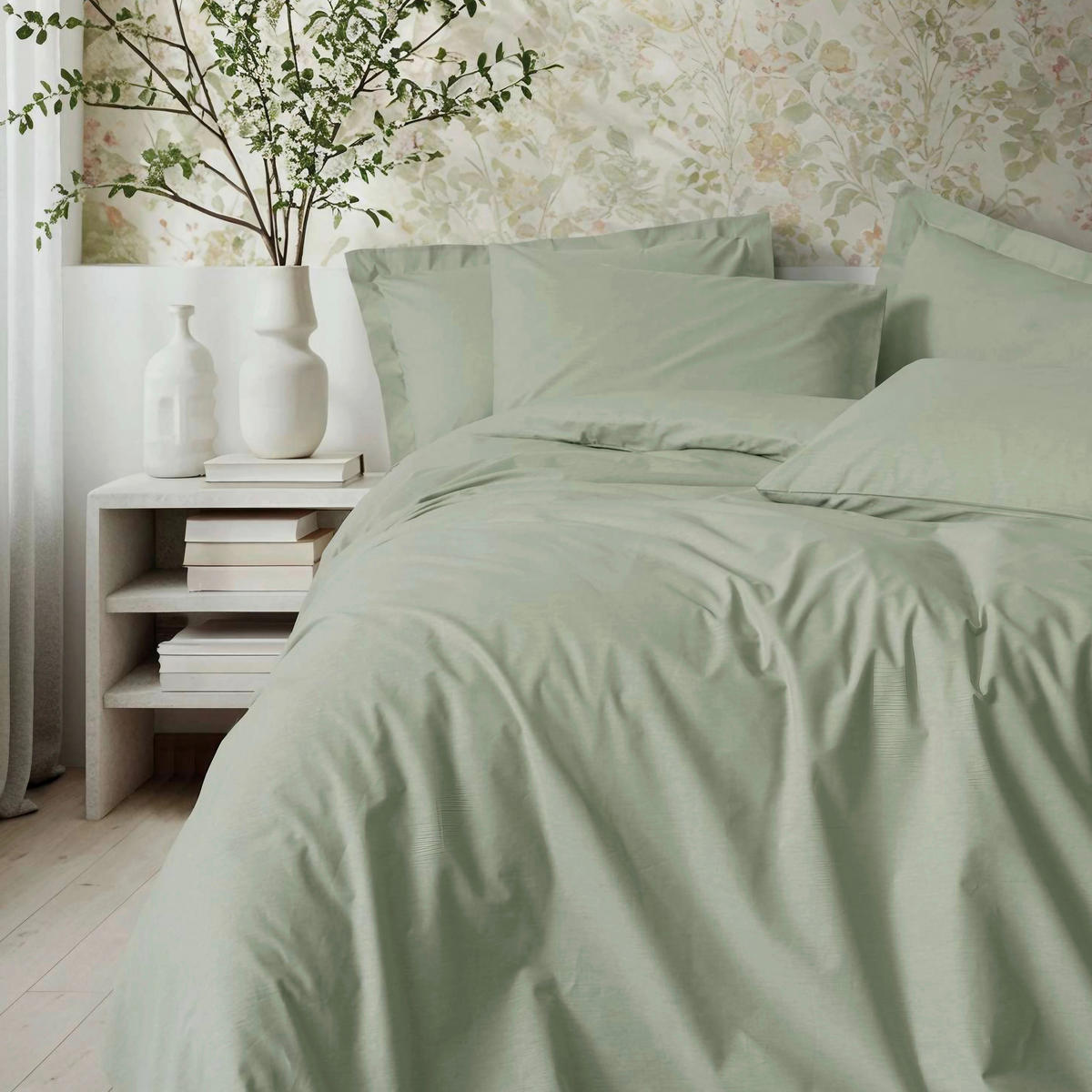 BETTWÄSCHE 135/200 cm  - Salbeigrün, Basics, Textil (135/200cm)
