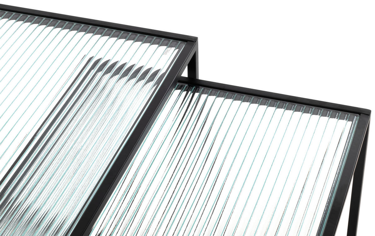 BEISTELLTISCHSET rechteckig Klar, Schwarz  - Klar/Schwarz, Design, Glas/Metall (40-45/40-45/44-49cm)