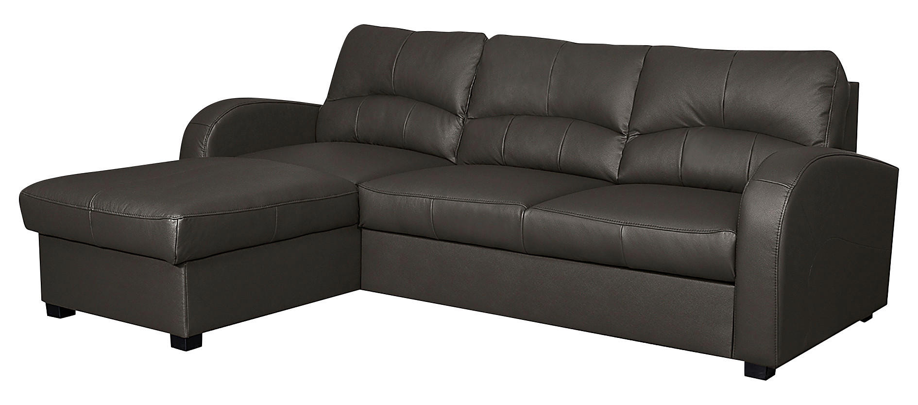 ECKSOFA in Lederlook Echtleder Dunkelbraun  - Dunkelbraun/Schwarz, Design, Leder/Kunststoff (168/227cm) - Livetastic