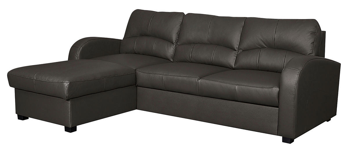ECKSOFA in Lederlook Echtleder Dunkelbraun  - Dunkelbraun/Schwarz, Design, Leder/Kunststoff (168/227cm) - Livetastic