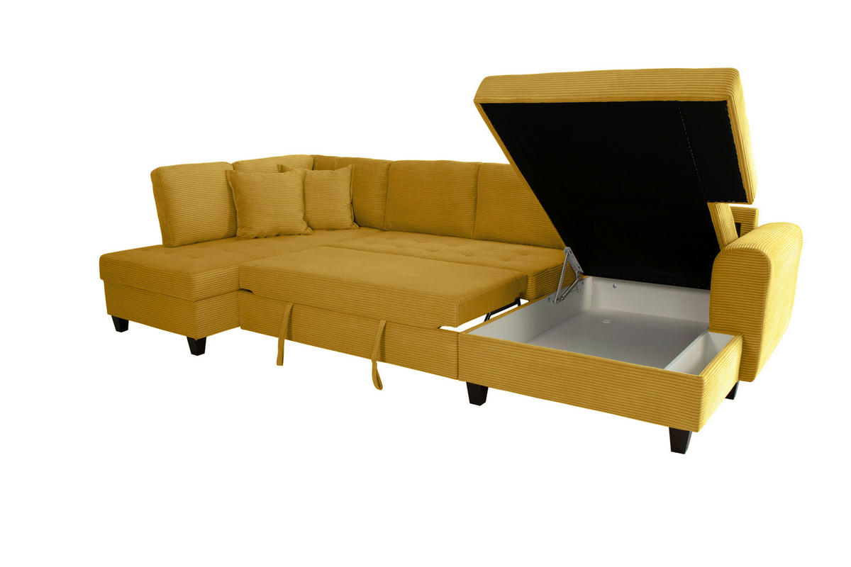 WOHNLANDSCHAFT MORITZ Senfgelb Cord  - Senfgelb, Trend, Textil (178/324/155cm) - P & B