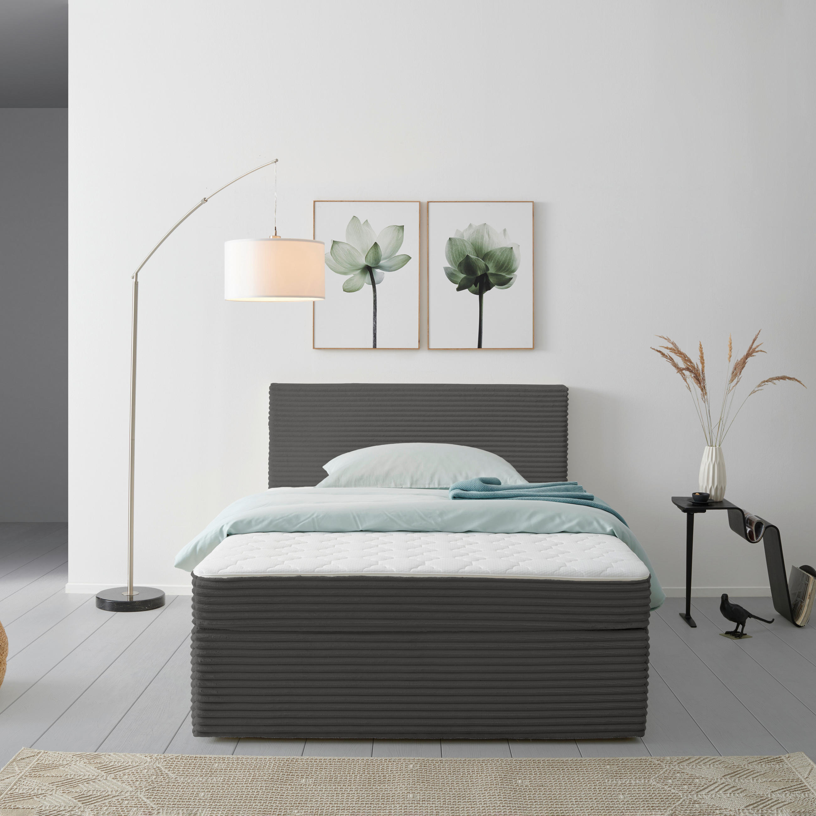 BOXBETT 140/200 cm  in Grau  - Grau, Modern, Holz/Textil (140/200cm) - MID.YOU