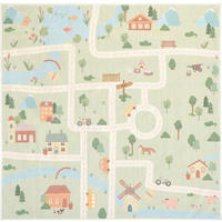 KINDERTEPPICH 120/120 cm LIVING ECOVIA, waschbar Bauernhof  - Pastellblau/Salbeigrün, Trend, Kunststoff/Textil (120/120cm) - Lindorug