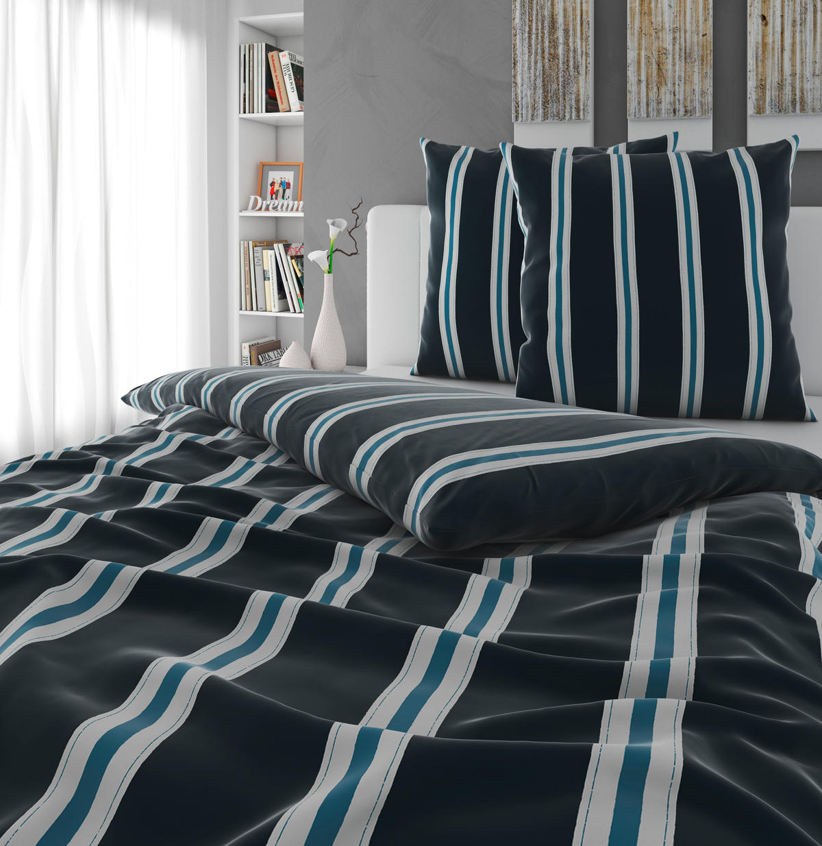BETTWÄSCHE 3-teilig Satin 200/200 cm  - Grün, Textil (200/200cm) - Novel