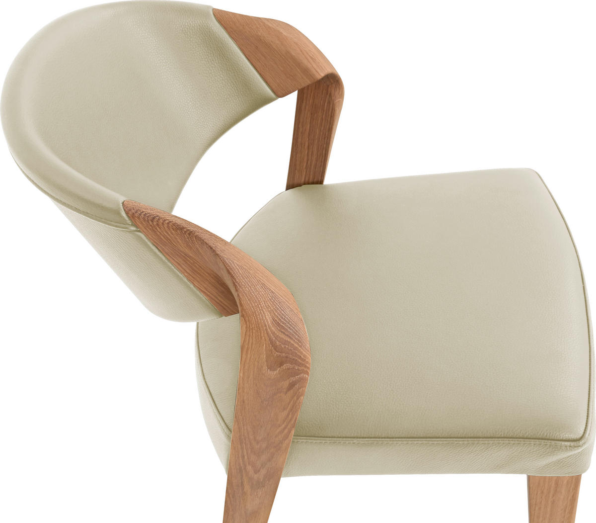 STUHL Echtleder Eichefarben, Beige Altholz, Eiche massiv  - Eichefarben/Beige, Natur, Leder/Holz (53/82/57cm) - Voglauer