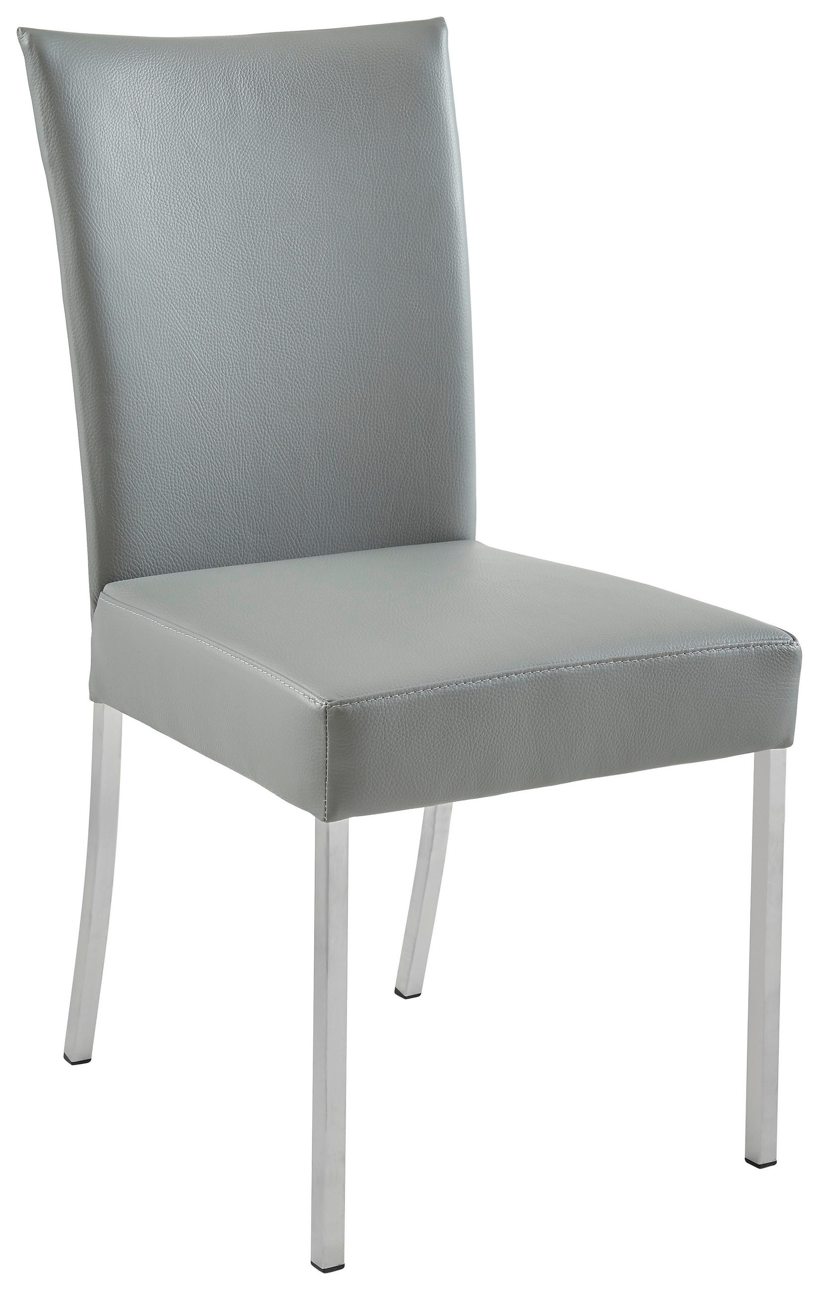 STUHL Echtleder Edelstahlfarben, Dunkelgrau  - Edelstahlfarben/Dunkelgrau, Design, Leder/Metall (47/91/63cm) - Musterring