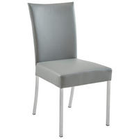 STUHL Echtleder Edelstahlfarben, Dunkelgrau  - Edelstahlfarben/Dunkelgrau, Design, Leder/Metall (47/91/63cm) - Musterring