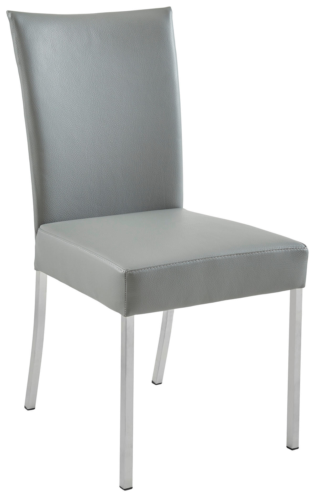 STUHL Echtleder Edelstahlfarben, Dunkelgrau  - Edelstahlfarben/Dunkelgrau, Design, Leder/Metall (47/91/63cm) - Musterring