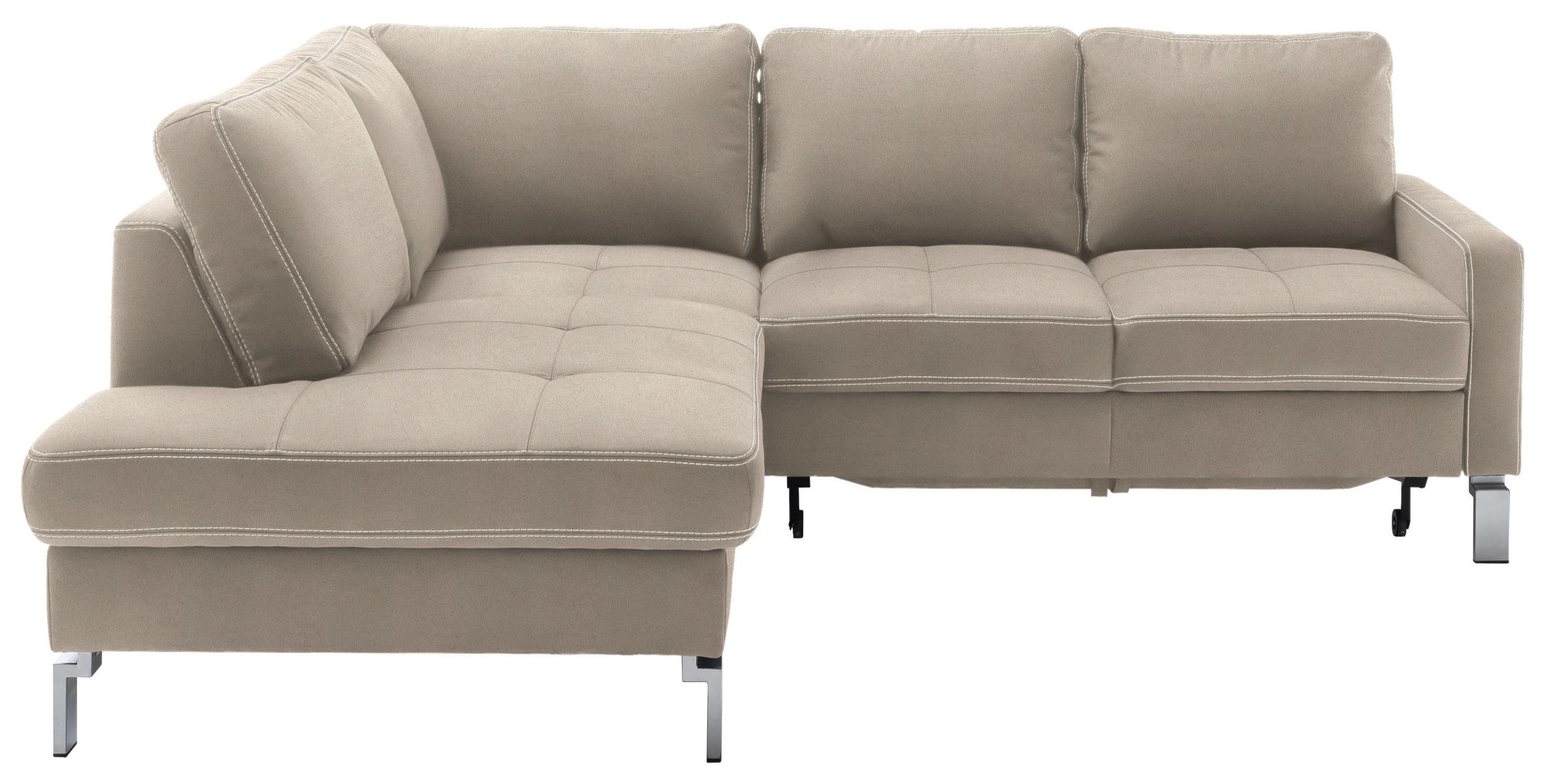 ECKSOFA in Mikrofaser Taupe  - Taupe/Chromfarben, Design, Textil/Metall (200/229cm) - Pure Home Lifestyle