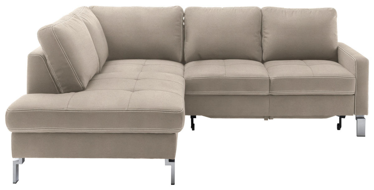 ECKSOFA in Mikrofaser Taupe  - Taupe/Chromfarben, Design, Textil/Metall (200/229cm) - Pure Home Lifestyle