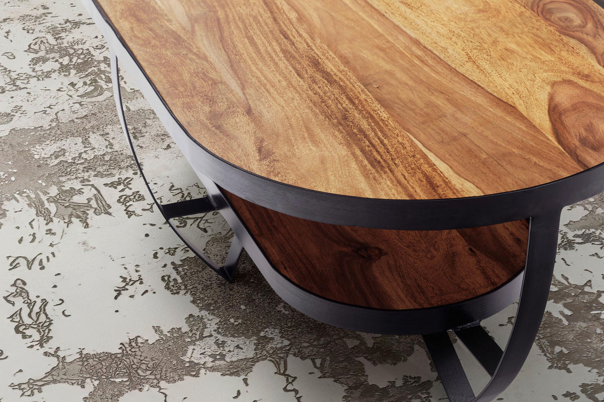 COUCHTISCH in Holz 100/50/37,5 cm  - Sheeshamfarben/Schwarz, Design, Holz/Metall (100/50/37,5cm) - MID.YOU
