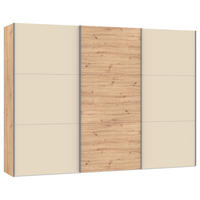 SCHWEBETÜRENSCHRANK 303/220/65 cm 3-türig Kaschmir, Eiche Artisan  - Kaschmir/Silberfarben, Design, Holzwerkstoff/Metall (303/220/65cm) - Jutzler