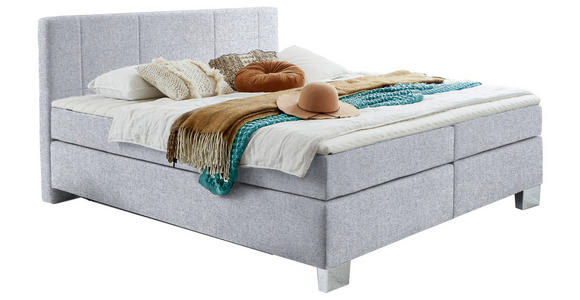 BOXSPRINGBETT 200/200 cm in Hellgrau - Chromfarben/Hellgrau, KONVENTIONELL, Kunststoff/Textil (200/200cm) - Hom`in