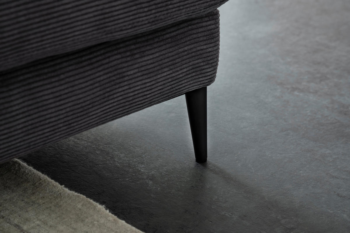 ECKSOFA in Cord Anthrazit  - Anthrazit/Schwarz, Design, Textil/Metall (296/207cm) - Dieter Knoll