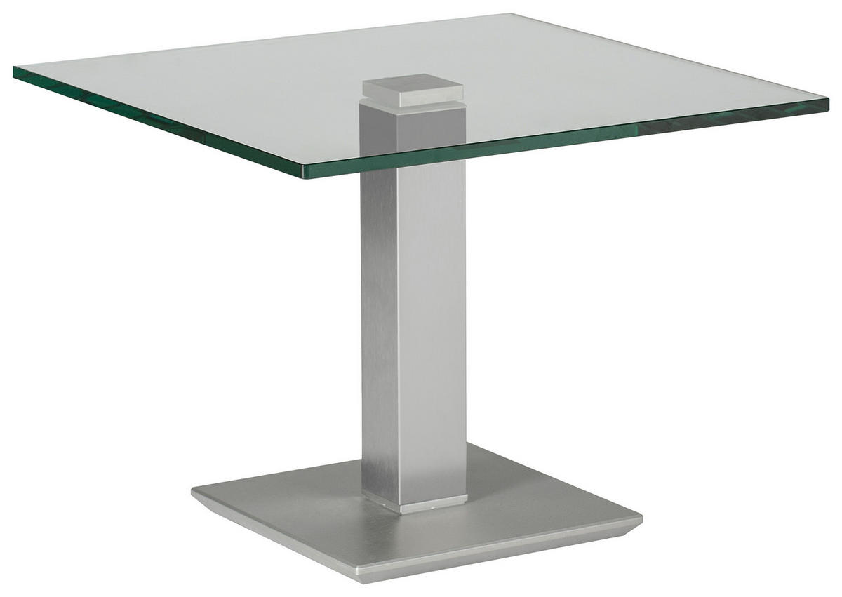 BEISTELLTISCH in Metall, Glas 60/60/46-65 cm  - Edelstahlfarben/Grau, Design, Glas/Kunststoff (60/60/46-65cm)
