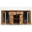 SIDEBOARD Akazie, Altholz vollmassiv Schwarz, Akaziefarben Beleuchtung  - Schwarz/Akaziefarben, LIFESTYLE, Glas/Holz (170/80/40cm) - Landscape